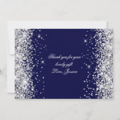 Funkelnd Silver Glitzer Navy Blue Dankeskarte (Rückseite)