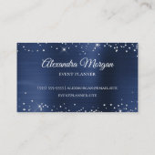 Funkelnd Silver Glitzer Navy Blue Satin Foil Visitenkarte (Rückseite)