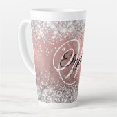Funkelnd Silver Glitzer Rose Blush Foil Monogramm Milchtasse (Linke Ecke)