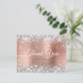 Funkelnd Silver Glitzer Rose Gold Foil Vielen Dank Postkarte (Stehend Vorderseite)