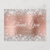 Funkelnd Silver Glitzer Rose Gold Foil Vielen Dank Postkarte (Vorderseite)