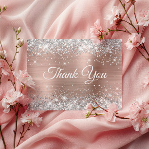 Funkelnd Silver Glitzer Rose Gold Foil Vielen Dank Postkarte