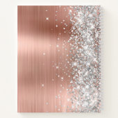 Funkelnd Silver Glitzer Rose Gold Glam Girl Name Notizblock (Rückseite)