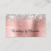 Funkelnd Silver Glitzer Rose Gold Satin Ombre Foil Visitenkarte (Vorderseite)