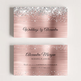 Funkelnd Silver Glitzer Rose Gold Satin Ombre Foil Visitenkarte