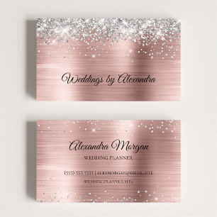 Funkelnd Silver Glitzer Rose Gold Satin Ombre Foil Visitenkarte