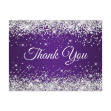 Funkelnd Silver Glitzer Royal Lila Danke