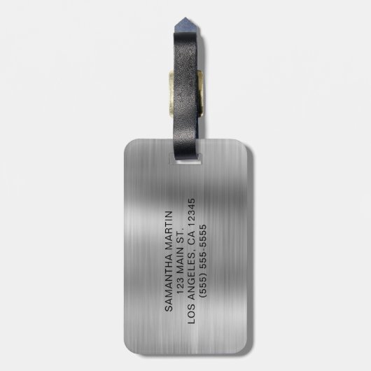 Funkelnd Silver Glitzer Tropfen Girly Signature Gepäckanhänger (Rückseite vertikal)