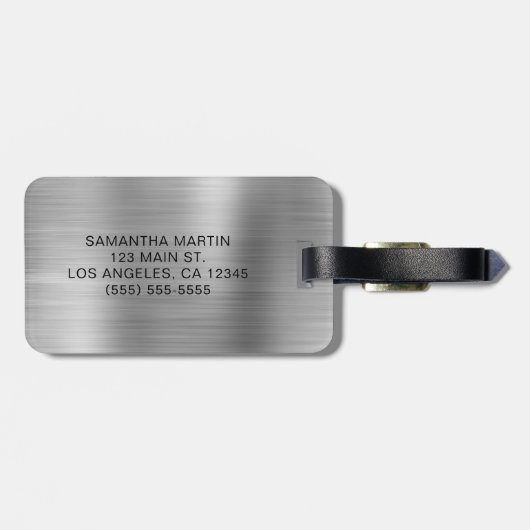 Funkelnd Silver Glitzer Tropfen Girly Signature Gepäckanhänger (Rückseite horizontal)