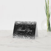 Funkelnd Silver Imitate Glitzer Schwarzer Fohlen Dankeskarte (Vorderseite)