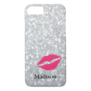 Funkelnd Silver iPhone 7 Fall mit Lips Case-Mate iPhone Hülle