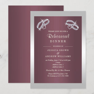 Funkelnd Silver Rings & Burgandy Probe Dinner Einladung