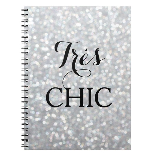Funkelnd Silver SEHR CHIC Notebook Notizblock (Vorderseite)