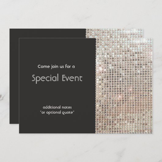 Funkelnd Silver Sequins Festivals Fun Party Einladung (Vorne/Hinten)
