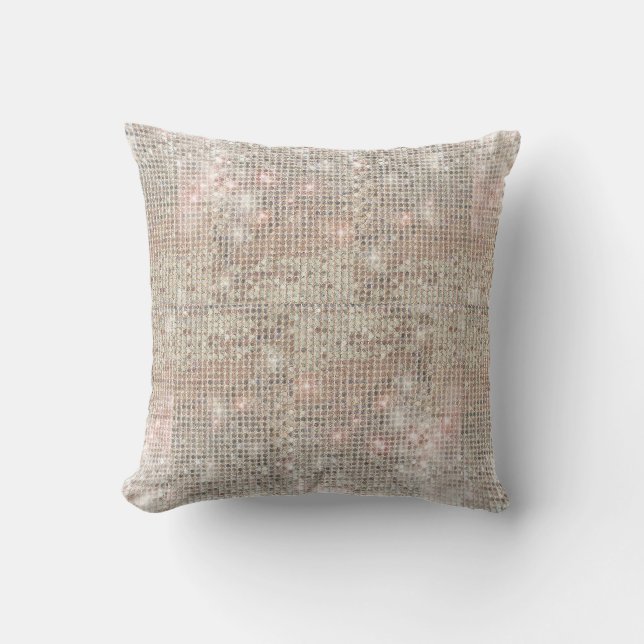 Funkelnd Silver Sequins Throw Kissen (Vorderseite)