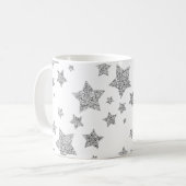 Funkelnd Silver Stars Weihnachtsmuster Kaffeetasse (Vorderseite Links)