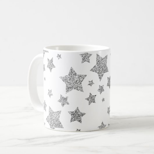 Funkelnd Silver Stars Weihnachtsmuster Kaffeetasse (Vorderseite Links)