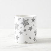 Funkelnd Silver Stars Weihnachtsmuster Kaffeetasse (Mittel)