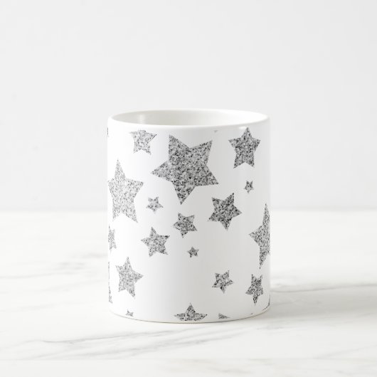 Funkelnd Silver Stars Weihnachtsmuster Kaffeetasse (Mittel)
