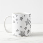 Funkelnd Silver Stars Weihnachtsmuster Kaffeetasse (Links)