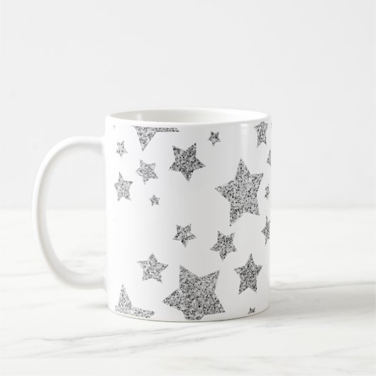 Funkelnd Silver Stars Weihnachtsmuster Kaffeetasse (Links)