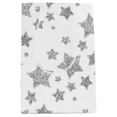 Funkelnd Silver Stars Weihnachtsmuster Mittlere Geschenktüte (Vorderseite)
