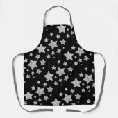 Funkelnd Silver Stars Weihnachtsmuster schwarz Schürze (Vorderseite)