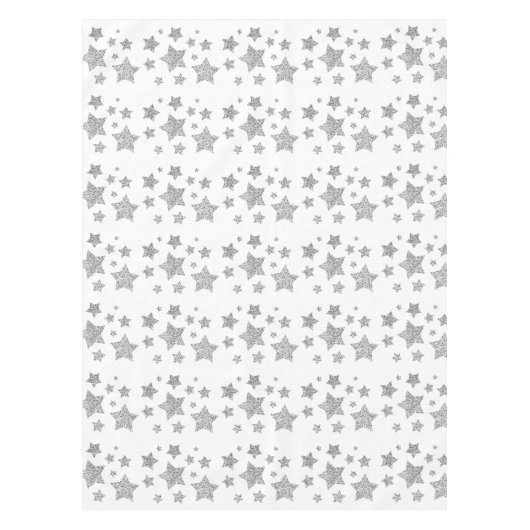 Funkelnd Silver Stars Weihnachtsmuster Tischdecke (Vorderseite)
