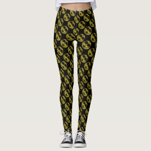 Funkelnd Smileys Gelbe Glitzern Schwarz Leggings