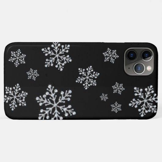 Funkelnd Snowflakes, schwarze iPhone Case (Rückseite (Horizontal))