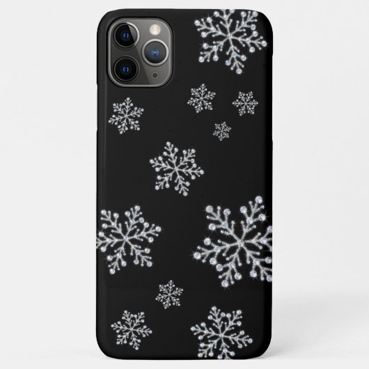 Funkelnd Snowflakes, schwarze iPhone Case (Rückseite)