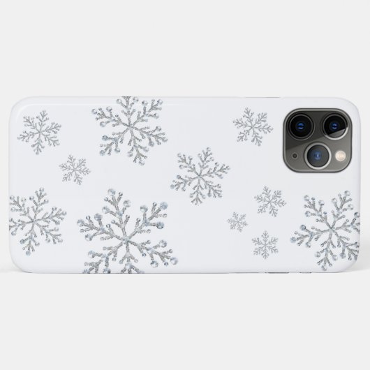Funkelnd Snowflakes, weißes iPhone Case (Rückseite (Horizontal))