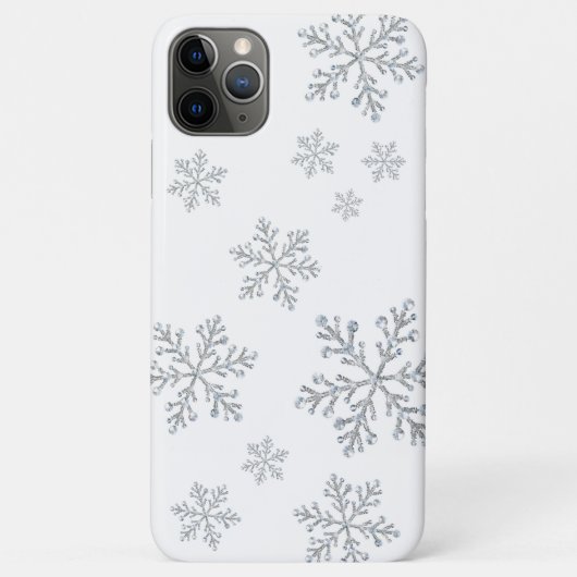 Funkelnd Snowflakes, weißes iPhone Case (Rückseite)