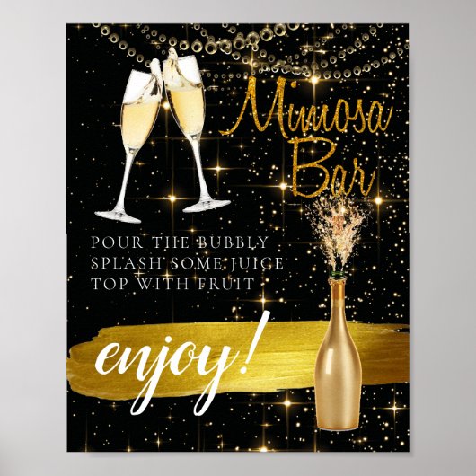 Funkelnd So Elegant Bridal Brunch Mimosa Bar Sign Poster (Vorne)