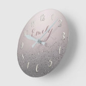 Funkelnd Sparkon-Glitzer in Rosa Runde Wanduhr (Winkel)