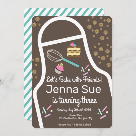 Funkelnd Sprinkle Cupcake zum Geburtstag Einladung (Vorne/Hinten)