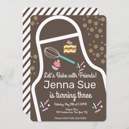 Funkelnd Sprinkle Cupcake zum Geburtstag Einladung (Vorne/Hinten)