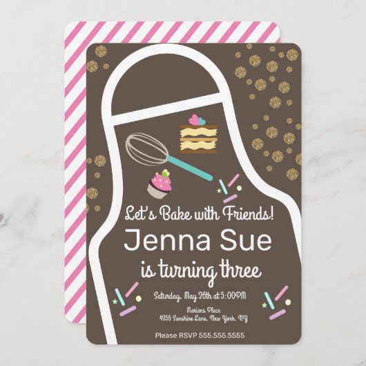 Funkelnd Sprinkle Cupcake zum Geburtstag Einladung (Vorne/Hinten)