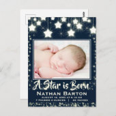 Funkelnd Stars Baby Foto Rahmen Geburtsankündigung Postkarte (Vorne/Hinten)