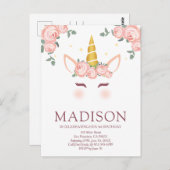 Funkelnd Sterne und Blume Einhorn Geburtstag Postkarte (Vorne/Hinten)