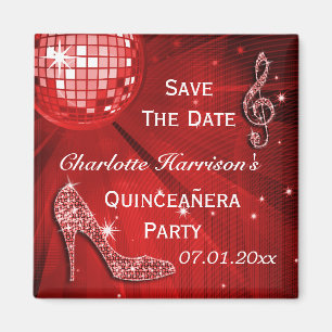 Funkelnd Stilett-Ferse Quinceañera Save the Date Magnet