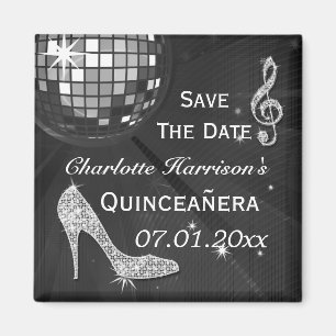 Funkelnd Stilett-Ferse Quinceañera Save the Date Magnet