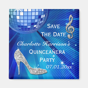 Funkelnd Stilett-Ferse Quinceañera Save the Date Magnet