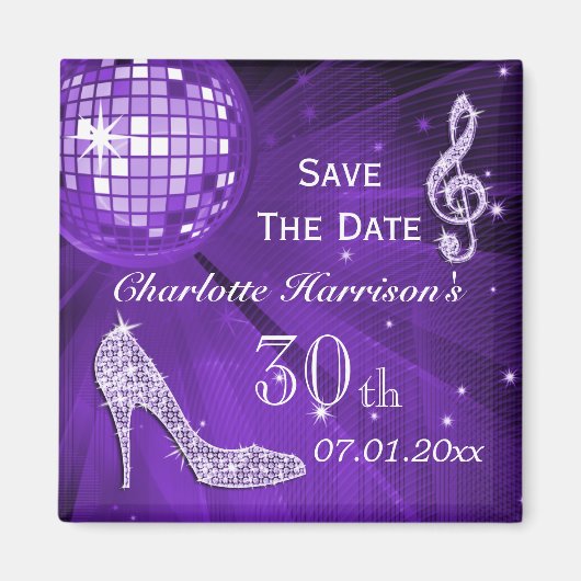 Funkelnd Stiletto Heel 30. Geburtstag Save the Dat Magnet (Vorne)