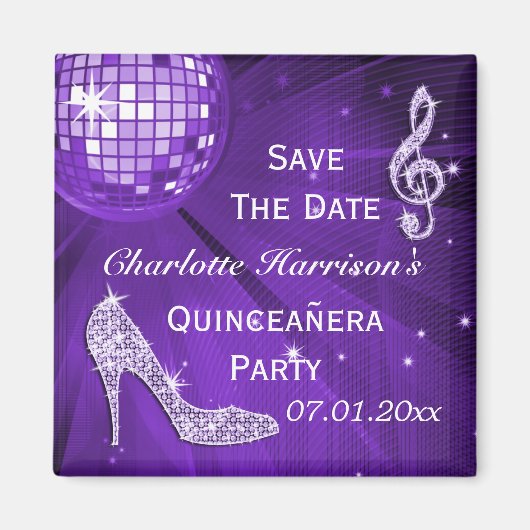 Funkelnd Stiletto Heel Quinceañera Save the Date Magnet (Vorne)