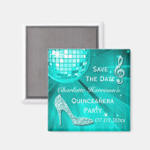Funkelnd Stiletto Heel Quinceañera Save the Date Magnet (Vorderseite/Rückseite)