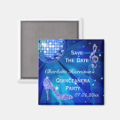 Funkelnd Stiletto Heel Quinceañera Save the Date Magnet (Vorderseite/Rückseite)