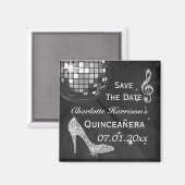 Funkelnd Stiletto Heel Quinceañera Save the Date Magnet (Vorderseite/Rückseite)
