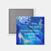 Funkelnd Stiletto Heel Quinceañera Save the Date Magnet (Vorderseite/Rückseite)