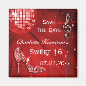 Funkelnd Stiletto Heel Sweet 16 Save the Date Magnet (Vorne)